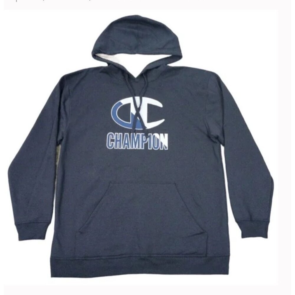 Champion Men's Medium Navy Powerblend Hoodie Graphic Giant Logo. New With Tags